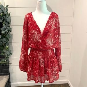 Red/White Print Mini Dress